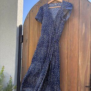 GAP Navy Floral Wrap Dress